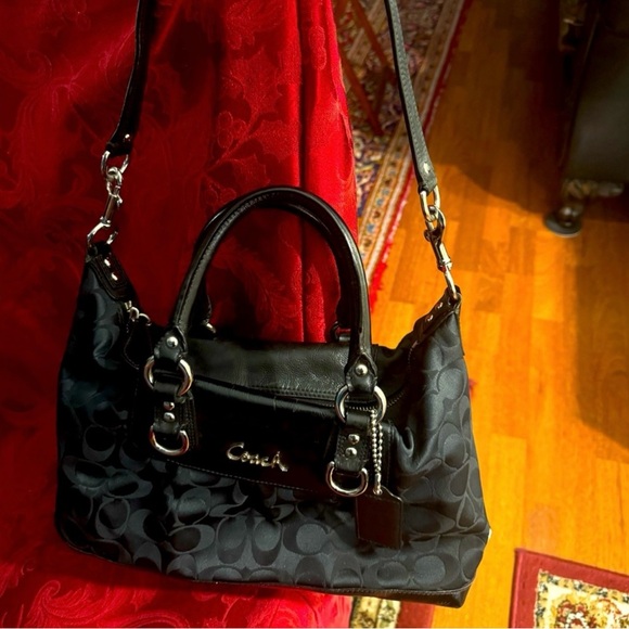 Coach Ashley Jacquard Black Satin Satchel Bag F15443 - 13”x7” - Picture 9 of 9